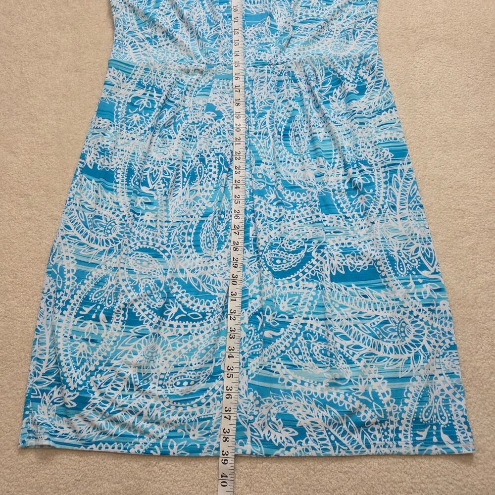 NWT Jones New York XL Jersey Pullover Sleeveless Summer Dress Turquoise White - Picture 13 of 16